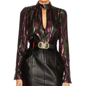 Saloni Tania Top in Metallic Rainbow, US 6